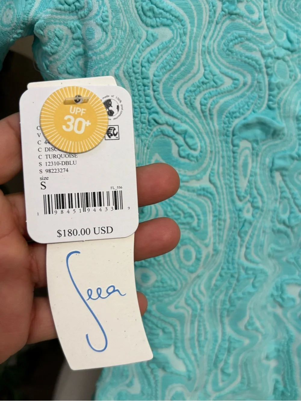 NWT Seea free people Valentina one piece swimsuit long sleeves blue S